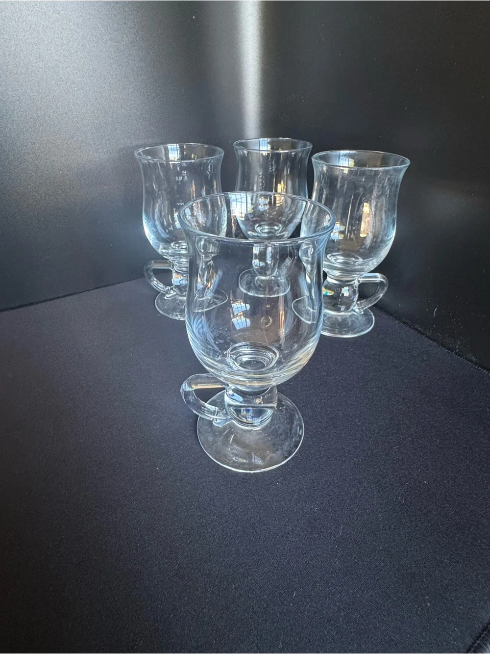Irish Coffee Mugs Clear Glass Coffee Mugs with Handle and Footed Base Set 4